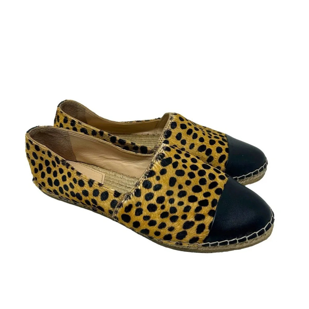 Loeffler‎ Randall Mara Cheetah Leopard Calf Hair Espadrille Flats Size 7.5